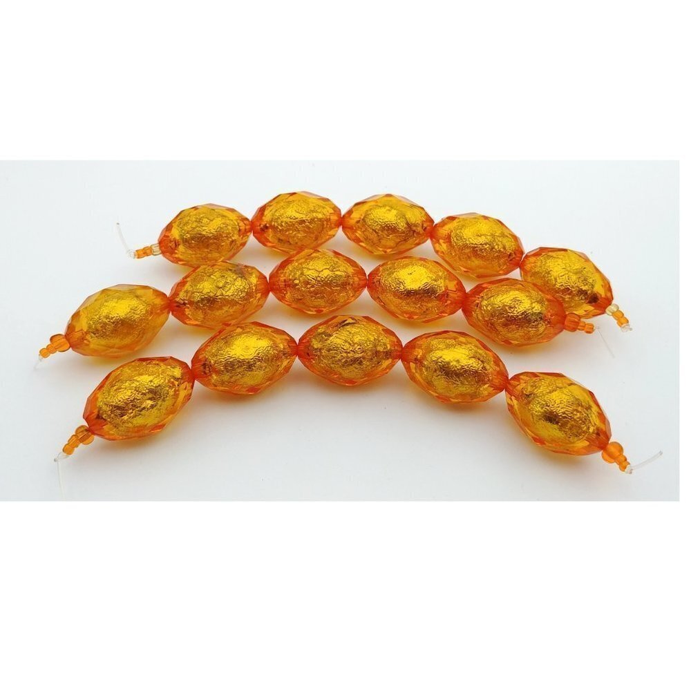 As Low As $2 Faceted Olive Orange Silver-Lined Acrylic Beads 22mm x 15mm (5)
